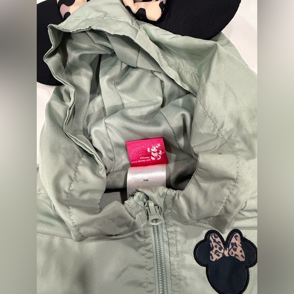 Disney Girls Mint Green Minnie Ear Hooded Raincoat with Bow - Picture 2 of 5